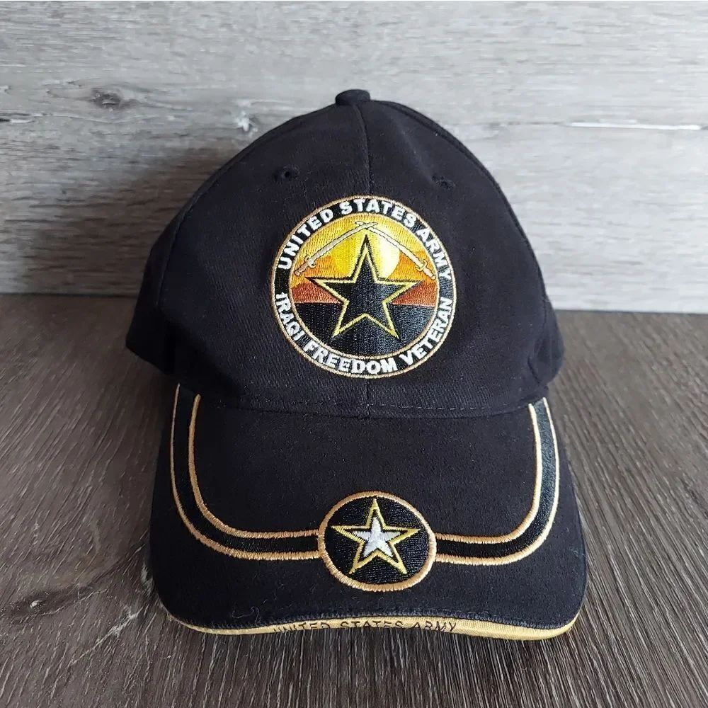 United States Army Iraqi Freedom Vet Veteran Ball Cap / Hat - Black - One Size
